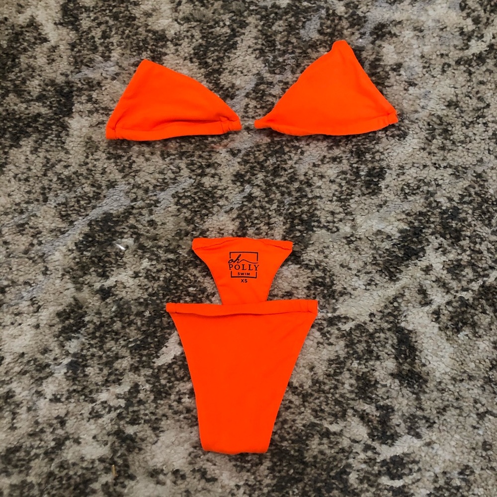oh Polly swimsuit neon orange with clear straps